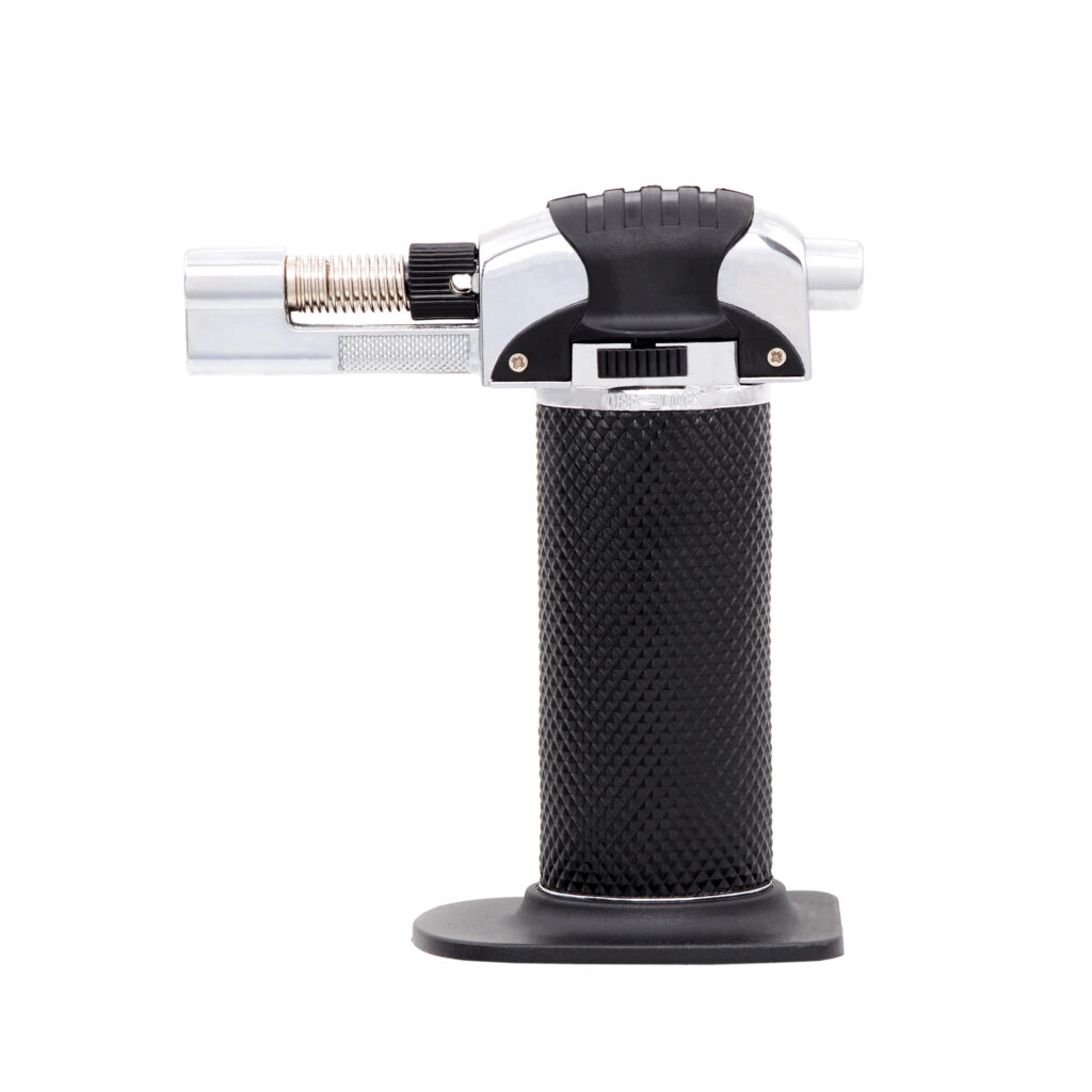 Brenner Black EVP - Atomic gas burner torch lighter, featuring a sleek black design with adjustable flame, ideal for culinary and outdoor activities.